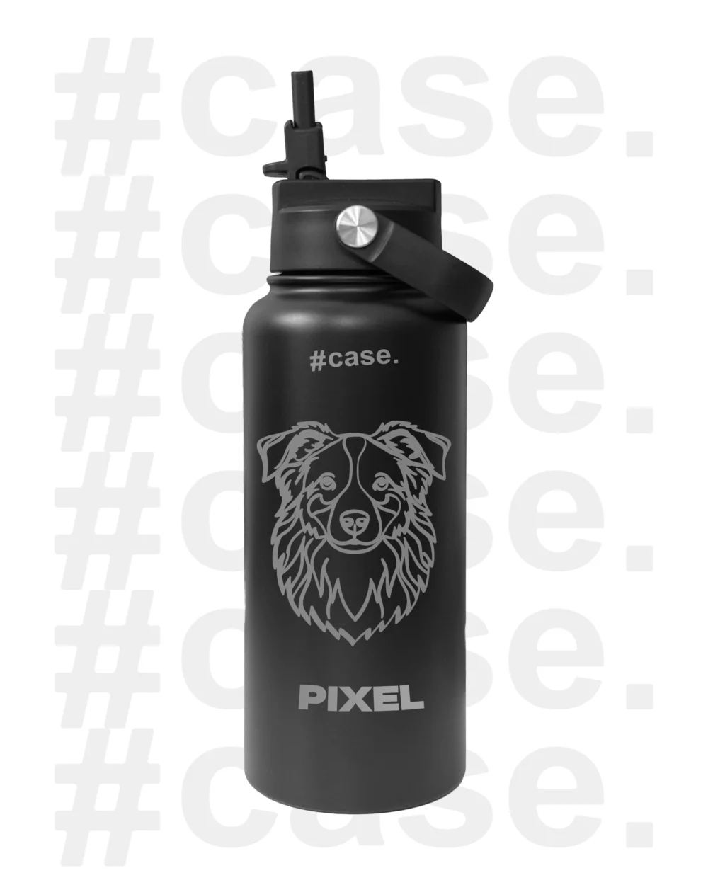 #case Bottle Pro💧✨ - fekete színű ezüst mintával