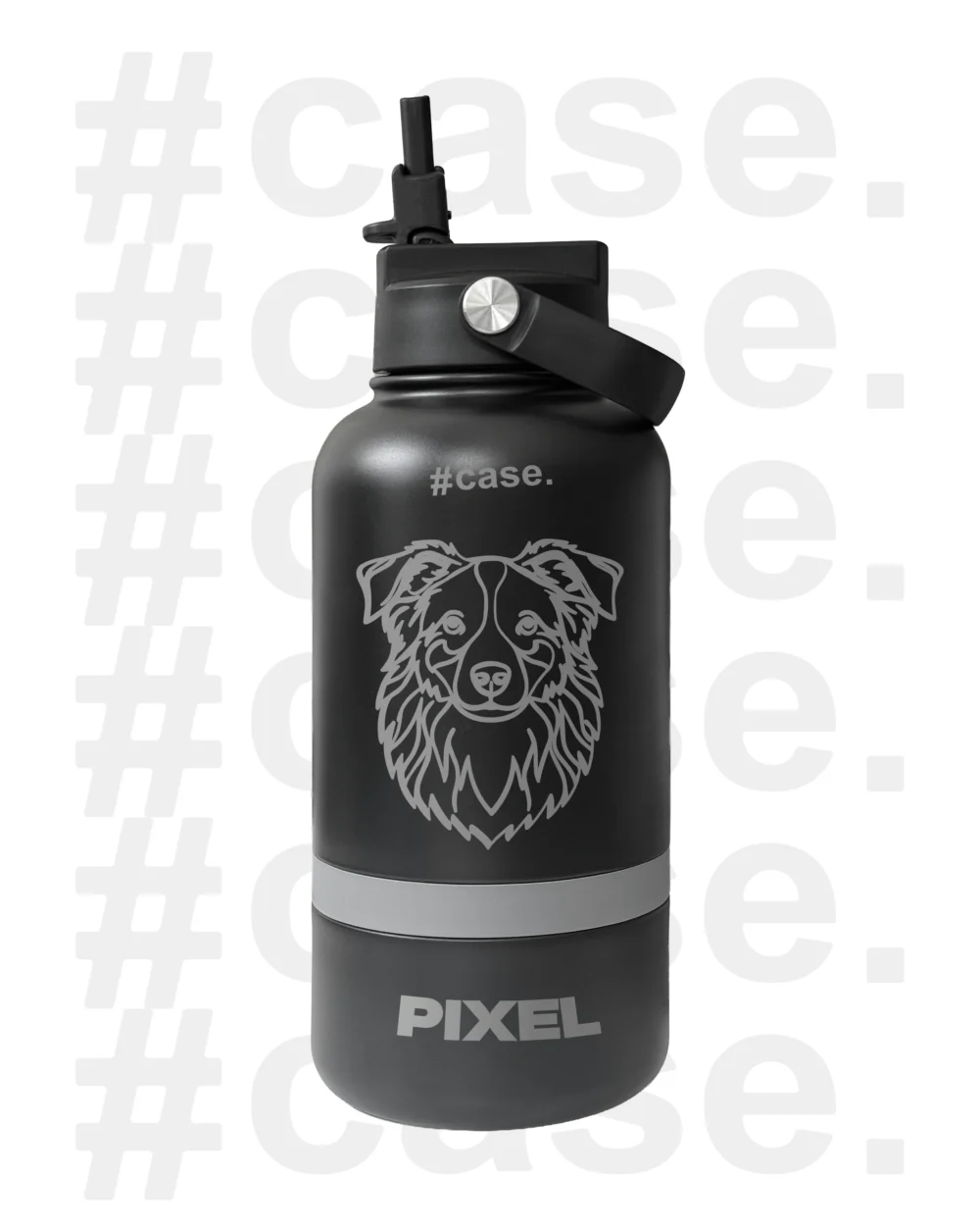 #case PawCup Pro 🐾 - fekete színű ezüst mintával